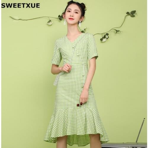 Зеленые летние платья SWEETXUE China At AliExpress