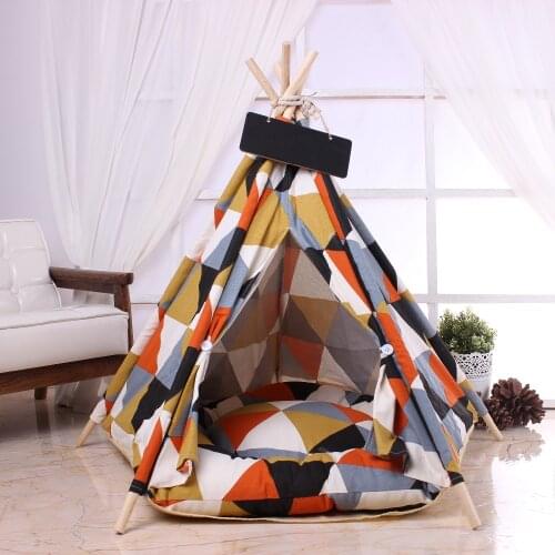 Pet outdoor tent cotton cloth solid wood bracket kennel thickening mat kennel comfortable kennel