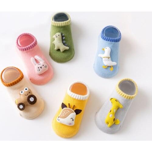 Spring Summer Baby Cartoon Socks Cute Dinosaur Rabbit Doll Floor Socks Newborn Anti-Slip Socks Children Kids Cotton Socks