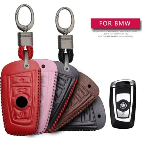 For BMW 5 520 X1 F48 X3 E83 X5 E53 F20 G30 E36 E38 F31 E39 E90 Car Key Protection Shell Key Case Cover Leather Key Ring Shell