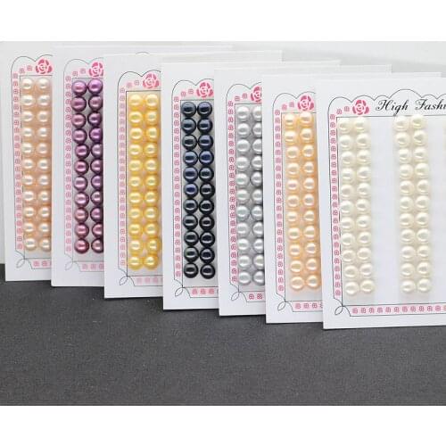 Half Bored 7.5-8mm Loose Pearl Beads In Pairs AAAA Strong Luster Natural Freshwater Pearls Different Colors 33Pairs/Lot