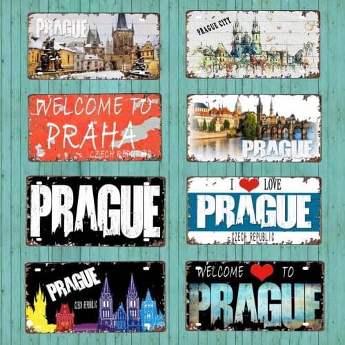 30X15CM Love Prague Vintage Travel Metal Tin SignTravel Souvenir Decorative Signs Plaque For Wall Art Home Decor DC-0984A
