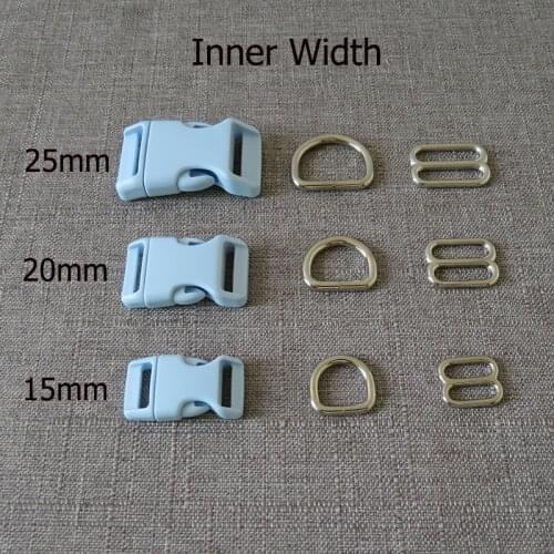 1 Set/Lot Ligth Blue Plastic Buckle Metal D Ring Adjuter Straps Belt Loop Slider For Pet Dog Collar Necklace Harness Accessory