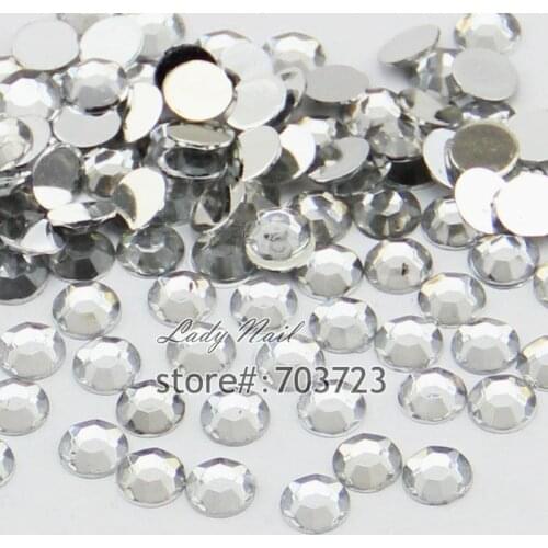 1000pcs 3D Nail Art Tips SS6 2mm Resin Flat back Rhinestone Beads not hotfix for DIY Nails Art Phone Case Crystal White N01