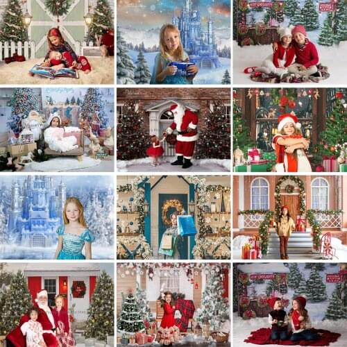 2021 Christmas Photography Backdrop Kids Child Winter Props Baby Portrait Birthday Backdrops Toy Cake Smash Girl Photostudio