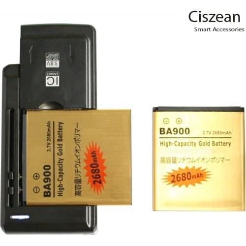 2x 2680mAh BA900 Gold Replacement Battery + Universal Charger For E1 T29 /i ST26a /i S36h C2104 C2105 C1904 C1905 SO-04D AB-0500