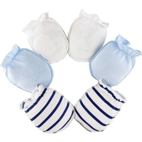 3 Pairs Baby Anti Scratching Soft Pure Cotton Gloves Newborn Handguard Mittens N1HB