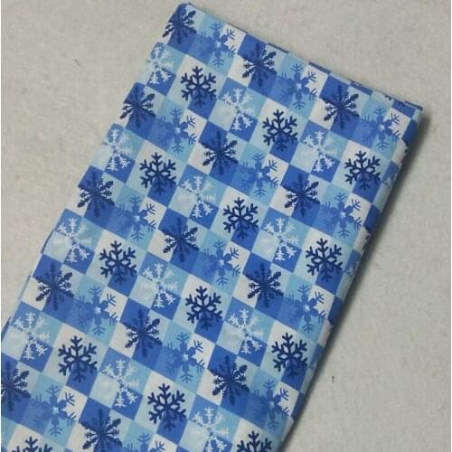 Brand New Design Christmas Blue Snowflakes Printing and Dyeing 100% Cotton Fabric 50x105cm X'mas Fabric Patchwork Cloth Dress Ho