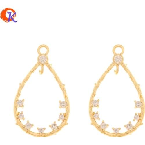 Cordial Design 20Pcs 14*24MM Jewelry Accessories/Earring Findings/Drop Shape/Genuine Gold Plating/CZ Charms/Hand Made/DIY Making
