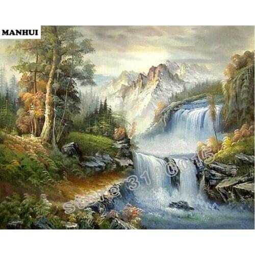 Diy 5D Resin Diamond Painting Cross Stitch Full Diamond Embroidery Waterfall Rhinestone Pasted Paintings Needlework BCD006