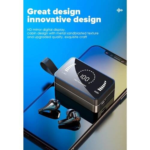 Wireless Bluetooth Headset H3 Mirror Metal Sports In-ear Smart Digital Display Earphones