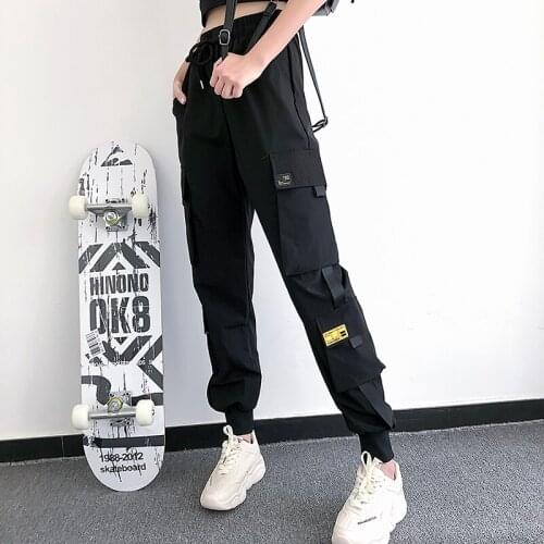 Harajuku Cargo Pants Women High Waist Loose Pockets Hip Hop Pants joggers korean Streetwear trousers women pantalon femme
