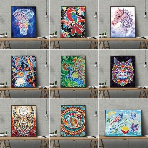 HUACAN 5D DIY Diamond Painting Animal Luminous Special Shaped Diamond Embroidery Elephant Mosaic Sale Handicraft
