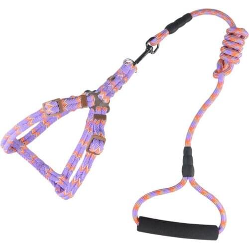5PCS / LOT Arrowhead Jacquard Dog Harness And Leash Set Foam Cotton Handle Nylon Braided Round Rope Pet Chest Strap