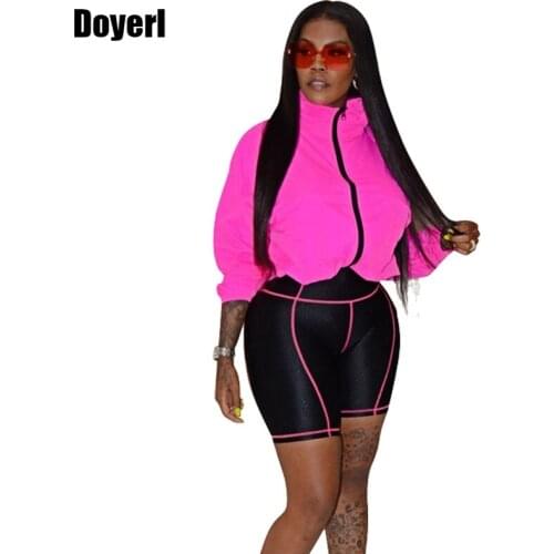 Autumn Winter Tracksuit for Women Two Piece Set Outfits Crop Top Jacket Biker Shorts Set Sweat Suits Casual 2 Piece Set Shorts