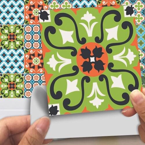 Colorful Pattern Waterproof Wall Tiles PVC Sticker for Home Decor Shine Finished Peel and Stick Tile Decals for Kitchen Bathroom