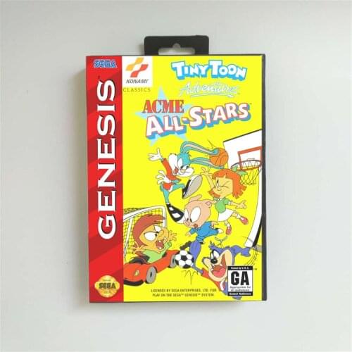 Tiny Toon Adventures ACME All Stars - USA Cover With Retail Box 16 Bit MD Game Card for Sega Megadrive Genesis Video Console