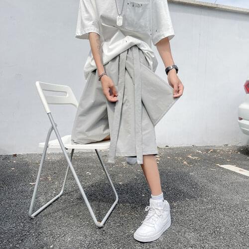 Summer Shorts Mens Fashion Gray Black Casual Shorts Men Streetwear Loose Straight Wide-leg Five-point Pants Mens Clothing M-3XL