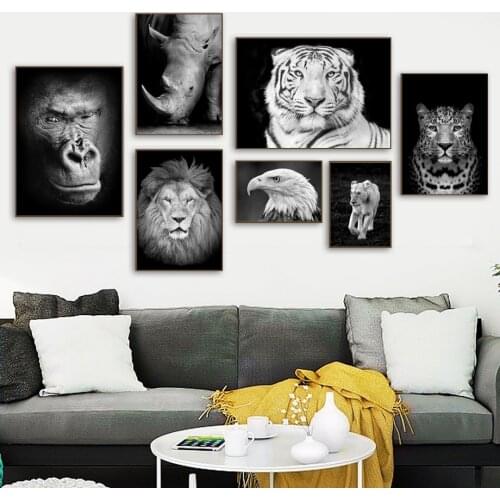 Lion Leopard Tiger Gorilla Eagle Wall Art Canvas Painting Nordic Posters And Print Animal Wall Pictures Scandinavian Home Decor