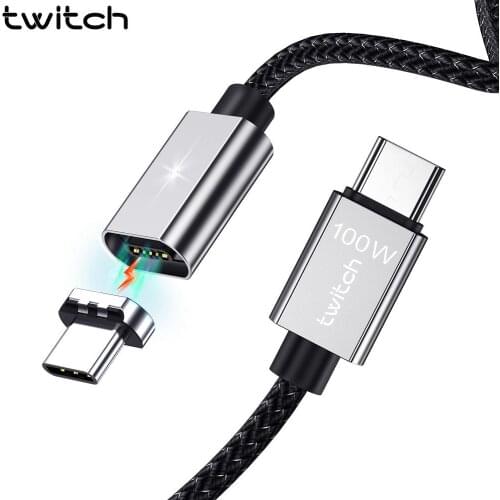Twitch Magnetic USB C to USB Type C Cable for Xiaomi Redmi Note 8 Quick Charge 4.0 PD 100W Fast magnet Charging for MacBook Pro