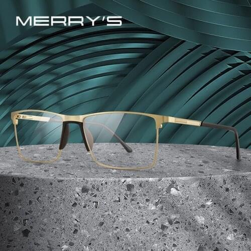 MERRYS DESIGN Men Classic Titanium Alloy Glasses Frame Male Fashion Square Ultralight Eye Myopia Prescription Eyeglasses S2171