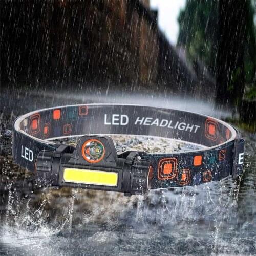 Built-in Battery Zoomable Powerful LED Headlamp COB USB Rechargeable Headlight Waterproof Head Torch HeadLamp Camping Lantern