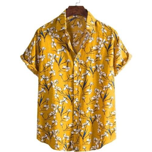 Mens Shirts Floral Short Sleeve Casual Mens Aloha Shirt Beach Hawaiian Oversized Print Camisas Summer Brand Floral Camisa