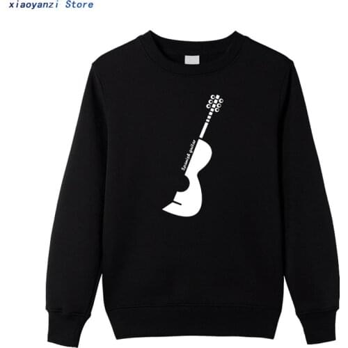 Music sweatshirts Mens hoodies Printed Casual Fashion Design Male pullovers Spanish guitar white sweatshirt