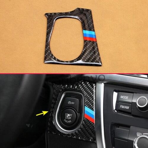 Carbon Fiber Cover For BMW 3 4 Series F30 F33 Engine Start Button Trim Accessories