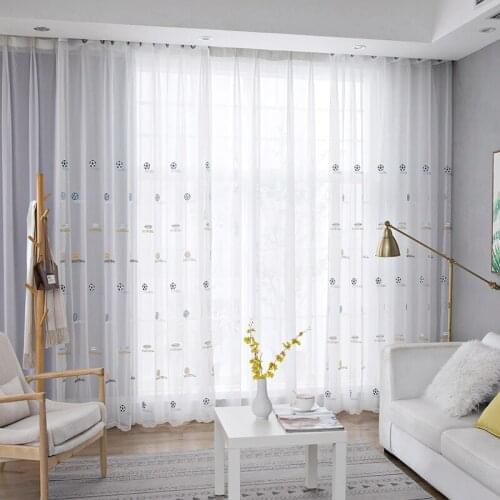 Simple Window Treatments Bedroom Modern Voile Curtains Football Tulle Curtains For Boy Living Room Embroidered Sheer Drape
