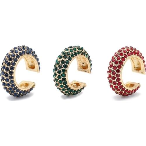 Multicolor Crystal CZ Circle Ear Cuff On Earrings for Women Girls Trendy Non Pierced Earrings Earcuffs Clip Wedding Jewelry