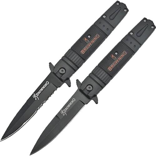 DuoClang Outdoor Pocket Folding Blade Knife Black Titanium 7Cr13Mov Steel Blade Survival Hunting, Fishing Knives