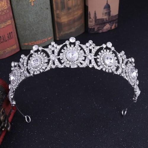 SLBRIDAL Clear Crystal Rhinestones Wedding Tiara Headband Bridal Queen Princess Pageant Crown Bridesmaids Women Jewelry