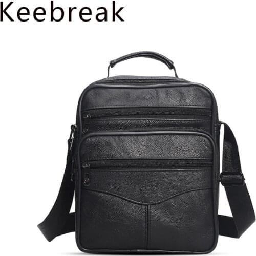 Keebreak Genuine Leather Flip Bag Men Single Shoulder Bags Crossbody Messenger Strap Handbag Buisness Sholder Mens Small For Man