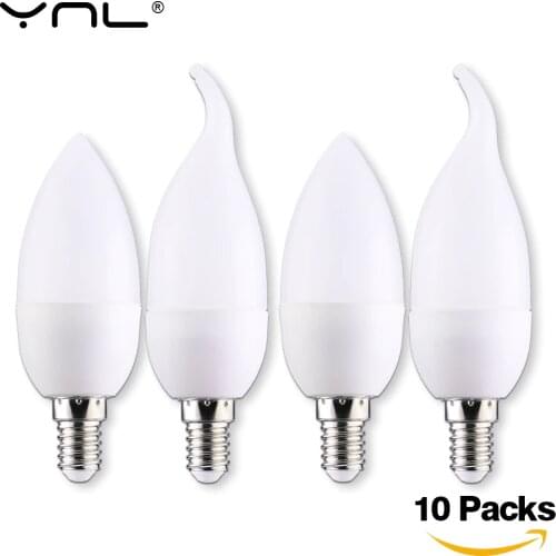 10pcs E14 LED Candle Bulb 3W Lampada LED Lamp Indoor Light AC 220V 230V 240V LED Chandelier Warm Cold White For Home Decoration