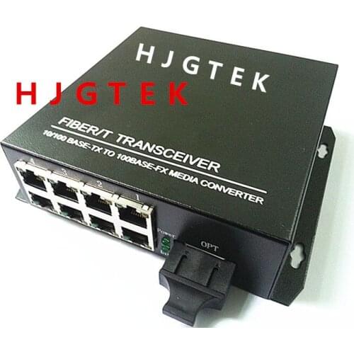 High quality Single-mode dual fiber 10/100Mbps 8port Ethernet to fiber optic media converter SC ethernet switch converter
