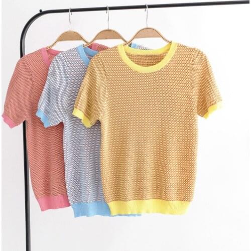 Runway 2018 New Summer T-Shirt Women Short Sleeve Jumper Shiny Knit Pullover Knit Top Slim T-Shirt Female Sparkle Tees