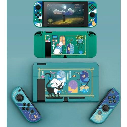 Green Alchemy Cat Hard Case Protective Cover Shell for Nintendo Switch Console NS Joy-con Crystal Back Protector Housing Skin