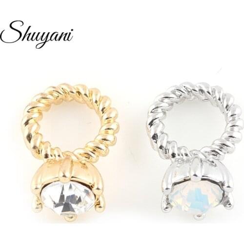11*11mm 20PCS Silver Gold Color Rings Charms Pendant for Women Earrings Bracelet Jewelry Making Handmade Accessories