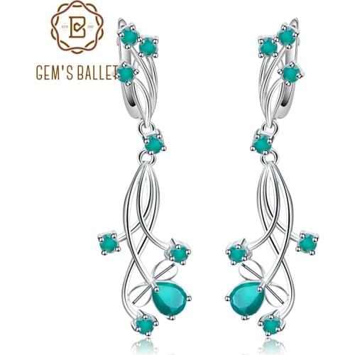 Gems Ballet Vintage Natural Agate Gemstone Earrings 925 Sterling Silver Drop Earrings Fine Jewelry For Women With Box