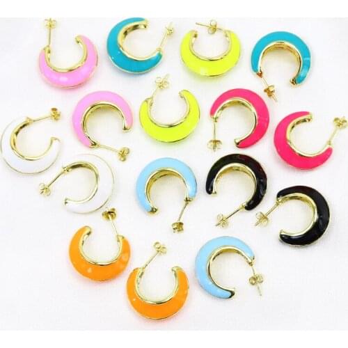 10 Pairs Enamel earrings Geometric style Hoop earrings women Hoop earrings Gift for women jewelry 51833