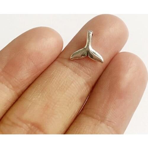 100pcs 3D Whale Tail Fish Charms Antique Pendants For Diy Women Bracelet Earring Aesthetics Accessories Jewelry Making Wholesale