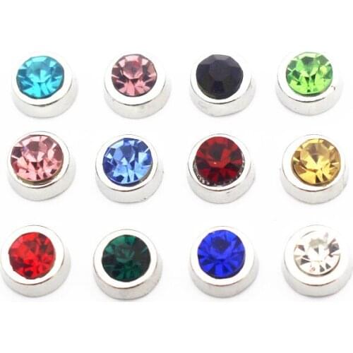 12pcs/lot Mixs 12 Month Glass Crystal Birthstone Floating Charms Fit Living Glass Floating Lockets Bracelet Necklace Jewelry