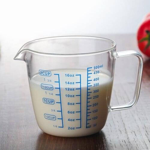 500ml Glass Measuring Cup Heat Resistant Milk/Water/Yoghurt/Juice Breakfast teacup