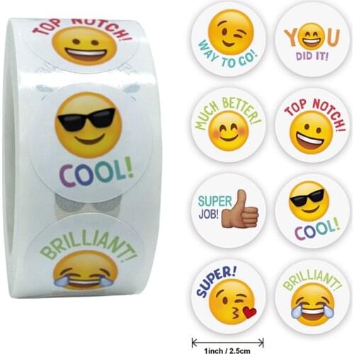 500Pcs/roll Smiley Face Sticker for Kids Reward Sticker Labels Happy cute gifts Toys stationery teacher reward stickers