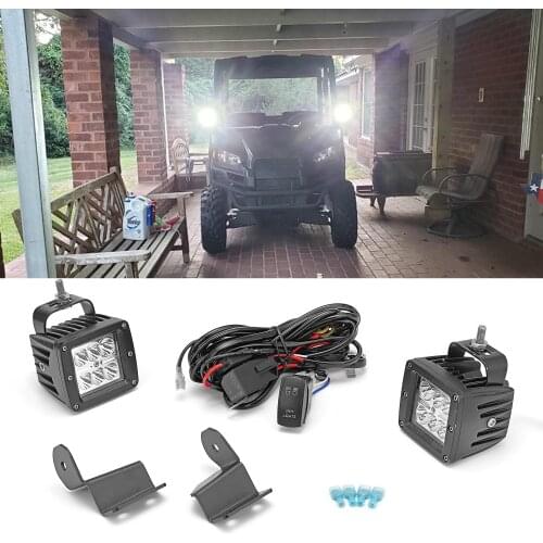 Car Lights 24W LED Light Pod A-Pillar Bracket For Polaris Ranger Crew General Pro-Fit Cage 2013-2020