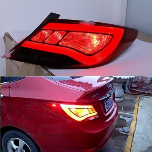 DNO Car LED Taillight For Hyundai Solaris Accent 2012 - 2014 12V Rear Running Lamp Brake Reverse Dynamic Turn Signal Taillamp