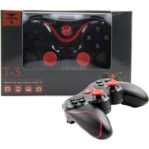 50Pcs/Lot Wireless Bluetooth Gamepad Controller T3 Game Handle Dual Vibrate For Android IOS TV BOX Smartphone Tablet PC Gear VR