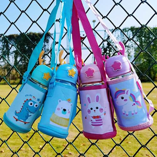 500/700ML Drink Cup Children Cartoon Infant Scale Straw Cup Baby Resistant Falling Water Bottle Ball Learning With Bag