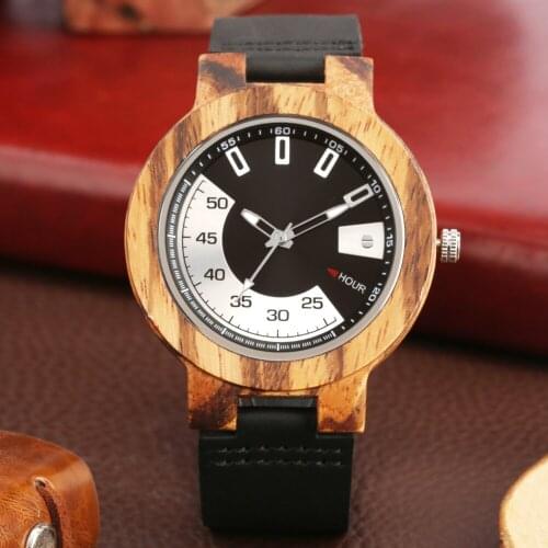 New Arrival Wood Watch Fashion Casual Male Clock Wristwatch Leather Band Top Luxury Timepieces Birthday Gift in Box Reloj Hombre